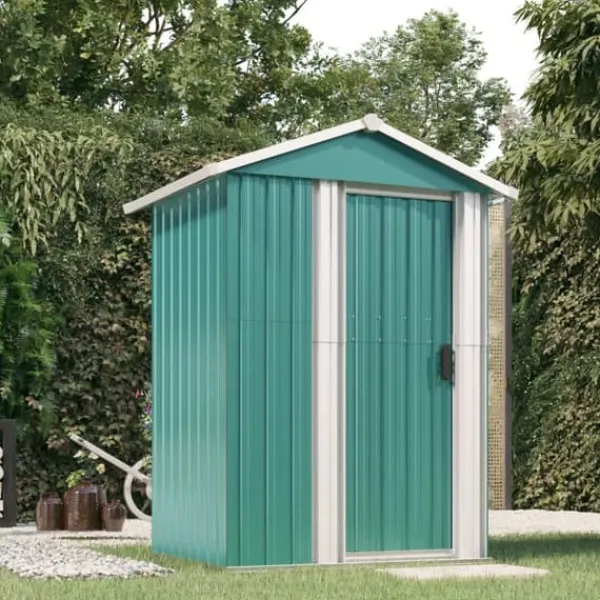 Skure, Garager & Carports^Haveskur i galvaniseret stål - Rummelig opbevaringsløsning | Størrelse: 126x97,5x177 cm | Farve: Grøn
