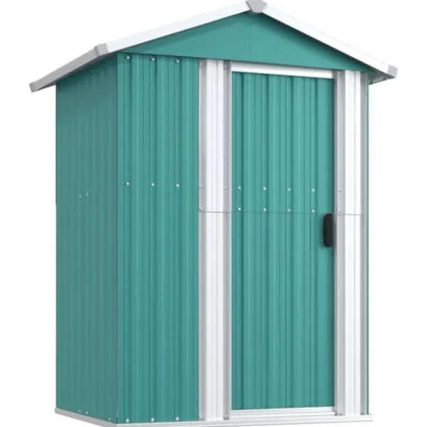Skure, Garager & Carports^Haveskur i galvaniseret stål - Rummelig opbevaringsløsning | Størrelse: 126x97,5x177 cm | Farve: Grøn