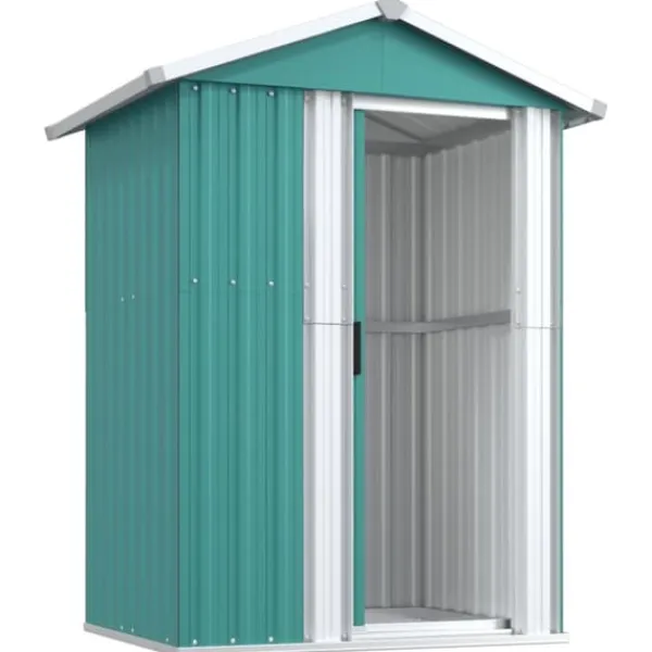 Skure, Garager & Carports^Haveskur i galvaniseret stål - Rummelig opbevaringsløsning | Størrelse: 126x97,5x177 cm | Farve: Grøn
