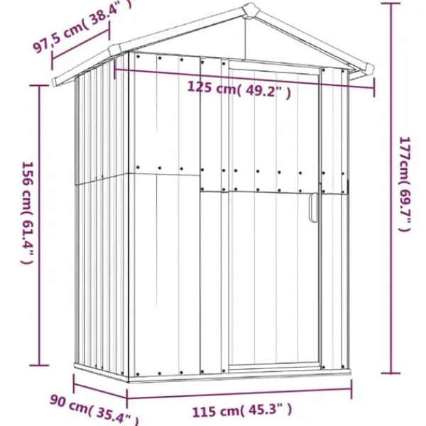 Skure, Garager & Carports^Haveskur i galvaniseret stål - Rummelig opbevaringsløsning | Størrelse: 126x97,5x177 cm | Farve: Grøn