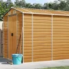 Skure, Garager & Carports^Haveskur i galvaniseret stål - Opbevaring med ventilation | Farve: Lysebrun | Størrelse: 191x470x198 cm