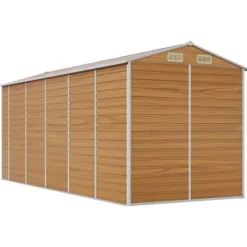 Skure, Garager & Carports^Haveskur i galvaniseret stål - Opbevaring med ventilation | Farve: Lysebrun | Størrelse: 191x470x198 cm