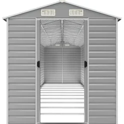 Skure, Garager & Carports^Haveskur i galvaniseret stål - Multifunktionelt udendørs opbevaringsskur | Farve: Lysegrå | Størrelse: 191x980x198 cm
