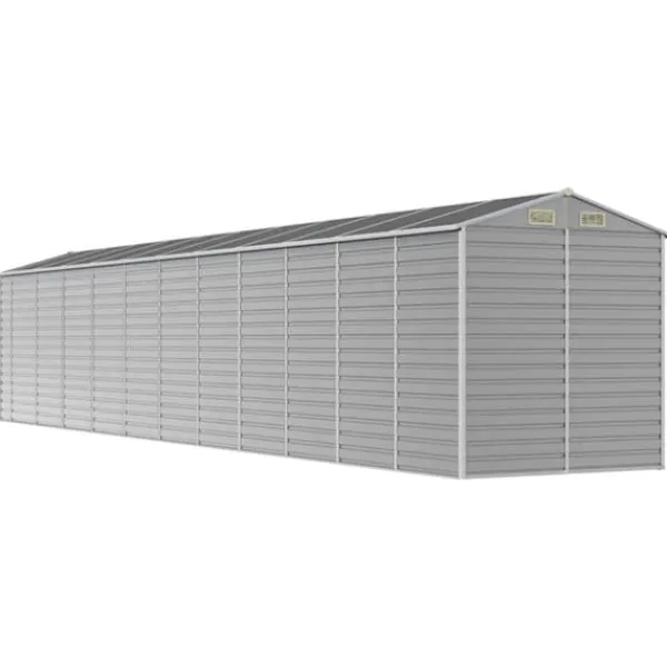 Skure, Garager & Carports^Haveskur i galvaniseret stål - Multifunktionelt udendørs opbevaringsskur | Farve: Lysegrå | Størrelse: 191x980x198 cm