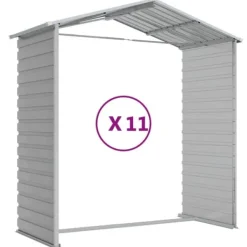 Skure, Garager & Carports^Haveskur i galvaniseret stål - Multifunktionelt udendørs opbevaringsskur | Farve: Lysegrå | Størrelse: 191x980x198 cm