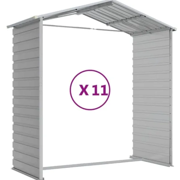 Skure, Garager & Carports^Haveskur i galvaniseret stål - Multifunktionelt udendørs opbevaringsskur | Farve: Lysegrå | Størrelse: 191x980x198 cm