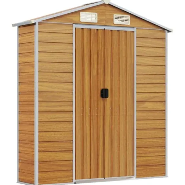 Best Haveskur i galvaniseret stål - Opbevaringsløsning | Farve: Lysebrun | Størrelse: 191x130x198 cm Skure, Garager & Carports