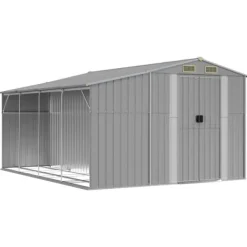 Best Haveskur i galvaniseret stål - Opbevaring til værktøj | Farve: Grå | Størrelse: 277x365,5x179 cm Skure, Garager & Carports