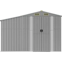Best Haveskur i galvaniseret stål - Opbevaring til værktøj | Farve: Grå | Størrelse: 277x365,5x179 cm Skure, Garager & Carports