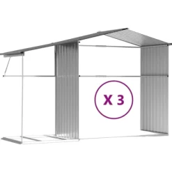 Best Haveskur i galvaniseret stål - Opbevaring til værktøj | Farve: Grå | Størrelse: 277x365,5x179 cm Skure, Garager & Carports