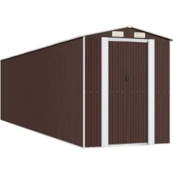 Skure, Garager & Carports^Haveskur i galvaniseret stål - Rummelig opbevaringsløsning | Farve: Mørkebrun | Størrelse: 192x77x223 cm