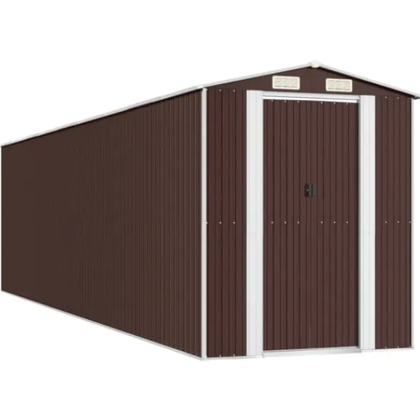 Skure, Garager & Carports^Haveskur i galvaniseret stål - Rummelig opbevaringsløsning | Farve: Mørkebrun | Størrelse: 192x77x223 cm