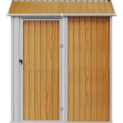 Skure, Garager & Carports^Haveskur i galvaniseret stål - Multifunktionelt opbevaringsrum | Farve: Lysebrun | Størrelse: 192x152,5x237 cm