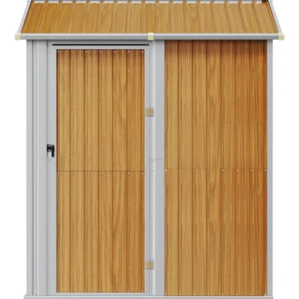 Skure, Garager & Carports^Haveskur i galvaniseret stål - Multifunktionelt opbevaringsrum | Farve: Lysebrun | Størrelse: 192x152,5x237 cm