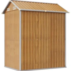 Skure, Garager & Carports^Haveskur i galvaniseret stål - Multifunktionelt opbevaringsrum | Farve: Lysebrun | Størrelse: 192x152,5x237 cm