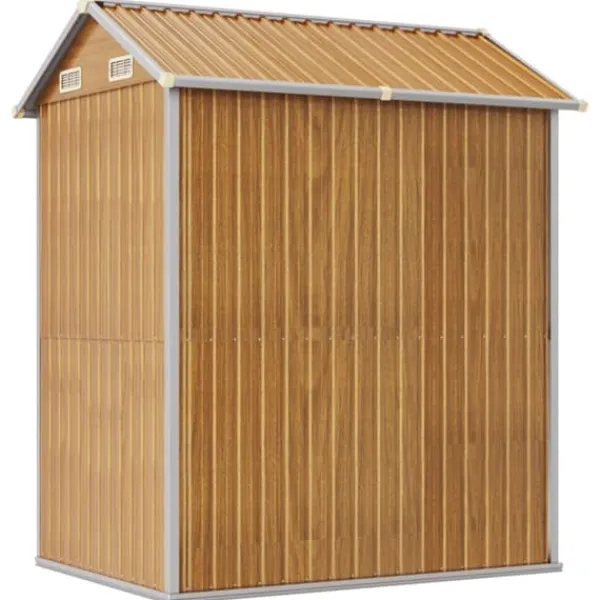 Skure, Garager & Carports^Haveskur i galvaniseret stål - Multifunktionelt opbevaringsrum | Farve: Lysebrun | Størrelse: 192x152,5x237 cm
