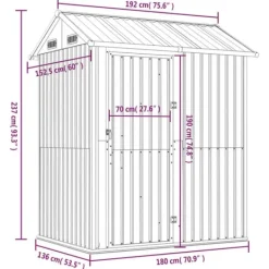 Skure, Garager & Carports^Haveskur i galvaniseret stål - Multifunktionelt opbevaringsrum | Farve: Lysebrun | Størrelse: 192x152,5x237 cm