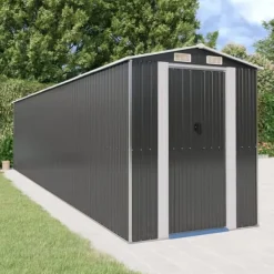 Online Haveskur i galvaniseret stål - Rummelig udendørs opbevaringsløsning | Størrelse: 192x85x223 cm | Farve: Antracitgrå Skure, Garager & Carports