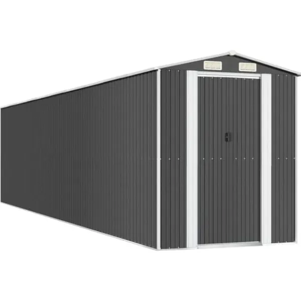 Online Haveskur i galvaniseret stål - Rummelig udendørs opbevaringsløsning | Størrelse: 192x85x223 cm | Farve: Antracitgrå Skure, Garager & Carports