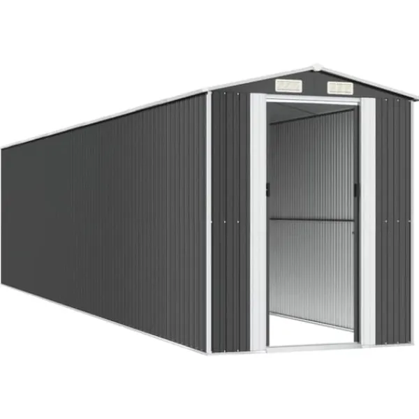 Online Haveskur i galvaniseret stål - Rummelig udendørs opbevaringsløsning | Størrelse: 192x85x223 cm | Farve: Antracitgrå Skure, Garager & Carports