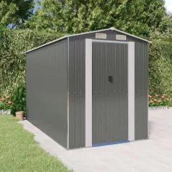 Hot Haveskur i galvaniseret stål - Rummelig opbevaringsløsning | Farve: Lysegrå | Størrelse: 192x357x223 cm Skure, Garager & Carports