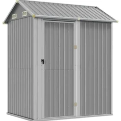 Haveskur i galvaniseret stål - Multifunktionelt opbevaringsskur | Størrelse: 192x152,5x237 cm | Farve: Lysegrå Skure, Garager & Carports
