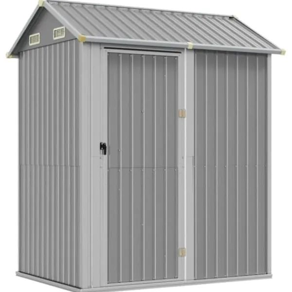 Haveskur i galvaniseret stål - Multifunktionelt opbevaringsskur | Størrelse: 192x152,5x237 cm | Farve: Lysegrå Skure, Garager & Carports