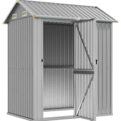 Haveskur i galvaniseret stål - Multifunktionelt opbevaringsskur | Størrelse: 192x152,5x237 cm | Farve: Lysegrå Skure, Garager & Carports