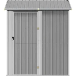 Haveskur i galvaniseret stål - Multifunktionelt opbevaringsskur | Størrelse: 192x152,5x237 cm | Farve: Lysegrå Skure, Garager & Carports