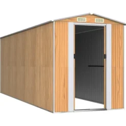 Haveskur i galvaniseret stål - Rummelig opbevaringsløsning | Farve: Lysebrun | Størrelse: 192x523x223 cm Skure, Garager & Carports