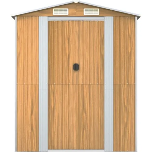 Haveskur i galvaniseret stål - Rummelig opbevaringsløsning | Farve: Lysebrun | Størrelse: 192x523x223 cm Skure, Garager & Carports
