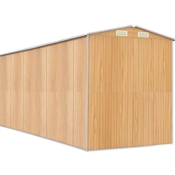 Haveskur i galvaniseret stål - Rummelig opbevaringsløsning | Farve: Lysebrun | Størrelse: 192x523x223 cm Skure, Garager & Carports