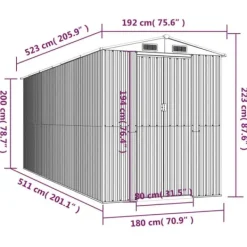 Haveskur i galvaniseret stål - Rummelig opbevaringsløsning | Farve: Lysebrun | Størrelse: 192x523x223 cm Skure, Garager & Carports