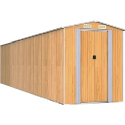 New Haveskur i galvaniseret stål til opbevaring | Størrelse: 192x85.5x223 cm | Farve: Lysebrun Skure, Garager & Carports