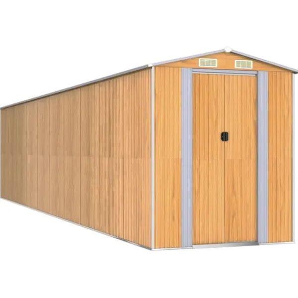 New Haveskur i galvaniseret stål til opbevaring | Størrelse: 192x85.5x223 cm | Farve: Lysebrun Skure, Garager & Carports