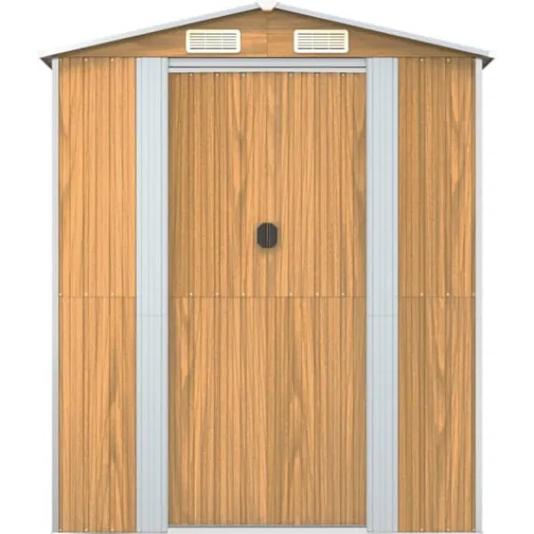 New Haveskur i galvaniseret stål til opbevaring | Størrelse: 192x85.5x223 cm | Farve: Lysebrun Skure, Garager & Carports