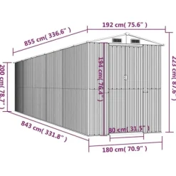 New Haveskur i galvaniseret stål til opbevaring | Størrelse: 192x85.5x223 cm | Farve: Lysebrun Skure, Garager & Carports