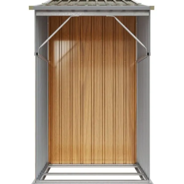 Clearance Haveskur i galvaniseret stål - Opbevaring til haven | Størrelse: 277x93x179 cm | Farve: Brun Skure, Garager & Carports