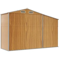Clearance Haveskur i galvaniseret stål - Opbevaring til haven | Størrelse: 277x93x179 cm | Farve: Brun Skure, Garager & Carports