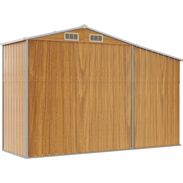 Clearance Haveskur i galvaniseret stål - Opbevaring til haven | Størrelse: 277x93x179 cm | Farve: Brun Skure, Garager & Carports