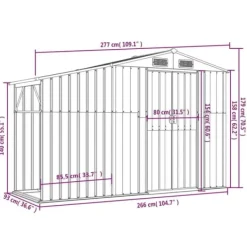 Clearance Haveskur i galvaniseret stål - Opbevaring til haven | Størrelse: 277x93x179 cm | Farve: Brun Skure, Garager & Carports