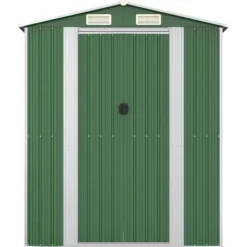 Sale Haveskur i galvaniseret stål - Rummeligt opbevaringsskur | Farve: Grøn | Størrelse: 192x440x223 cm Skure, Garager & Carports