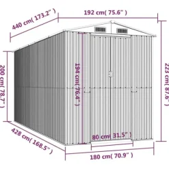 Sale Haveskur i galvaniseret stål - Rummeligt opbevaringsskur | Farve: Grøn | Størrelse: 192x440x223 cm Skure, Garager & Carports