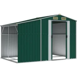 Discount Haveskur i galvaniseret stål - Multifunktionelt opbevaringsskur | Farve: Grøn | Størrelse: 277x192,5x179 cm Skure, Garager & Carports