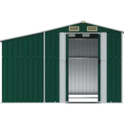 Discount Haveskur i galvaniseret stål - Multifunktionelt opbevaringsskur | Farve: Grøn | Størrelse: 277x192,5x179 cm Skure, Garager & Carports