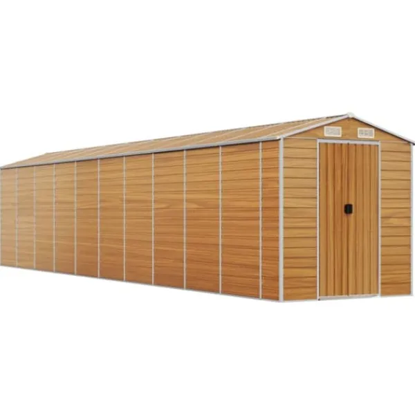 Skure, Garager & Carports^Haveskur i galvaniseret stål - Opbevaring til værktøj | Farve: Lysebrun | Størrelse: 191x89,5x198 cm