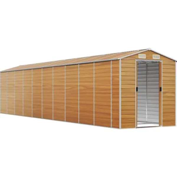 Skure, Garager & Carports^Haveskur i galvaniseret stål - Opbevaring til værktøj | Farve: Lysebrun | Størrelse: 191x89,5x198 cm