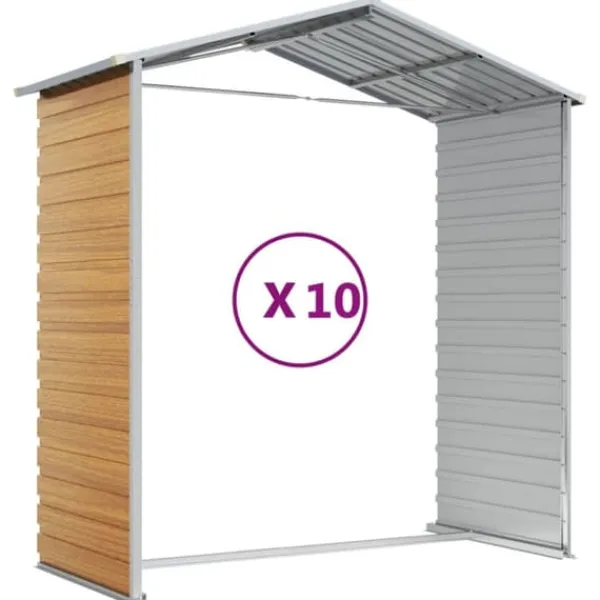 Skure, Garager & Carports^Haveskur i galvaniseret stål - Opbevaring til værktøj | Farve: Lysebrun | Størrelse: 191x89,5x198 cm