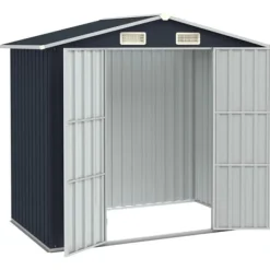 Skure, Garager & Carports^Haveskur i galvaniseret stål - Holdbart opbevaringshus | Farve: Antracitgrå | Størrelse: 205x129x183 cm