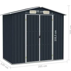 Skure, Garager & Carports^Haveskur i galvaniseret stål - Holdbart opbevaringshus | Farve: Antracitgrå | Størrelse: 205x129x183 cm